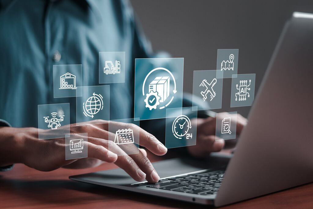 None-Stock-Blog-Logistic and transport concept, Businessman using laptop with supply chain technology for logistic management, o